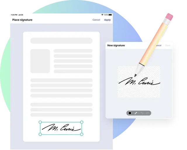 Placing an electronic signature on a scanned document